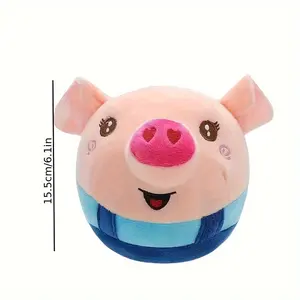 1-in-1 Interactive Smart Plush Pig Toy with Automatic Rolling & Bouncing Motion, USB-Powered (USB Rechargeable) - Auto-Rolling Smart Ball with Music & Voice, Durable Plastic Design & Soft Plush Body for All Dog Breeds, Automatic Movement & Interactive Pla