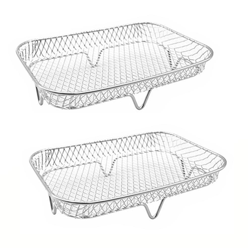 2-Layer 304 Stainless Steel Air Fryer Rack, Stackable Grill Basket and Toast Rack for Chicken Wings and Toast, Cooking Rack for Indoor Grill Accessories