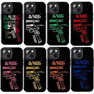 In Glock We Trust Collage iPhone Case, Vintage Mexican Glock Full Design Color Cover, Compatible with iPhone X, 11, 12, 13, 14, 15, 16, 17 & more