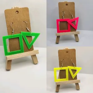 Fun Retro Neon Geometric Earrings - Lightweight Hook Earrings in 3 Colors for Everyday & Special Occasion Wear