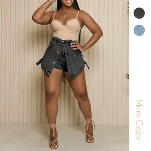 Women's High Waist Front Button Denim Skirt Shorts Shorts Denim Shorts Skirt