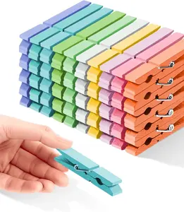 Clothes Pins Colored Clothespins Wooden Cheer Pins 50-Pack 2.9 Inch Close Pins 10 Pastel Macaron Colors - Colorful Painted Pegs for Crafts Photo Hanging, Decorative Spirit Clip Classroom Decorations