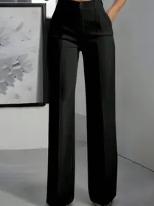Women's New High Waist Drape Straight Leg Simple Suit Pants, Elegant Business Casual Wear, Comfortable and Stylish Design