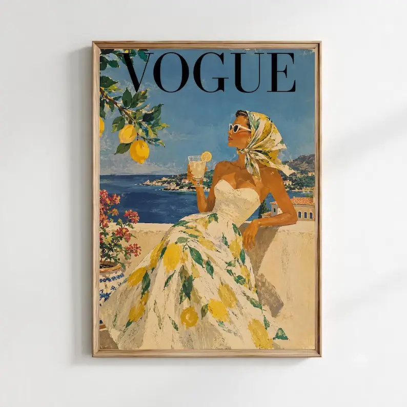 Unframed Vintage Fashion Coastal Vogue Artistic Photo Print, Home Decor for Room