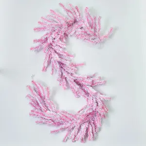 Deluxe Pink & White Candy Cane Stripe Christmas Holiday Mantel Stairway Garland Base