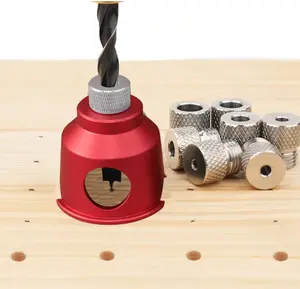 Vertical Drill Guide3-10mm , Hole Jig with 8 Steel Drill Bushings AluminumPocket 90 Degree Straight Hole Drilling Positioner