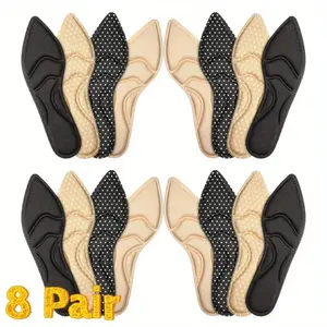8 Pairs High Heel Shoe Inserts - Breathable Cushion Insoles, Washable & Reusable 10.03 Inch Boot & Foot Pads, Comfortable Heel for S, Pointed Flats, Ballets, Boots - All-Day (Valentine's Gift)