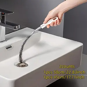 2-Pack Flexible Drain Cleaning Brush Set, Hair Catcher for Sewage Pipes, Manual Clog Remover, Washer-Free Cleaner, Bathroom & Kitchen Use, Drain Auger