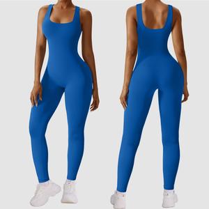 OYV Women Workout Seamless Jumpsuit Yoga Ribbed Bodycon One Piece Tank Top Leggings Romper
