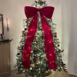 Christmas Decoration - Giant Christmas Tree Bow, Large Velvet Bow, Tree Top Window Wall Decor, Indoor Home Room Party Valentine's Day, Party Decoration Supplies