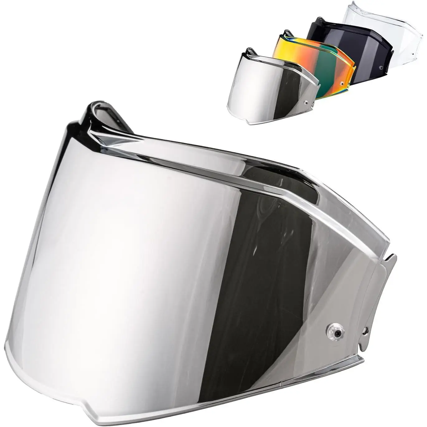Valiant II Motorcycle Helmet Flip-Up Shield - Polycarbonate, UV-Protected, Anti-Scratch, Easy-Install Replacement Accessory, Chrome Silver/Rainbow Colors, One Size, Ideal for Night Riding