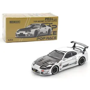 Pop Race 1:64 Toyota Supra GT300 Top Secret Silver Chrome Diecast Model Car Limited Edition PR640325