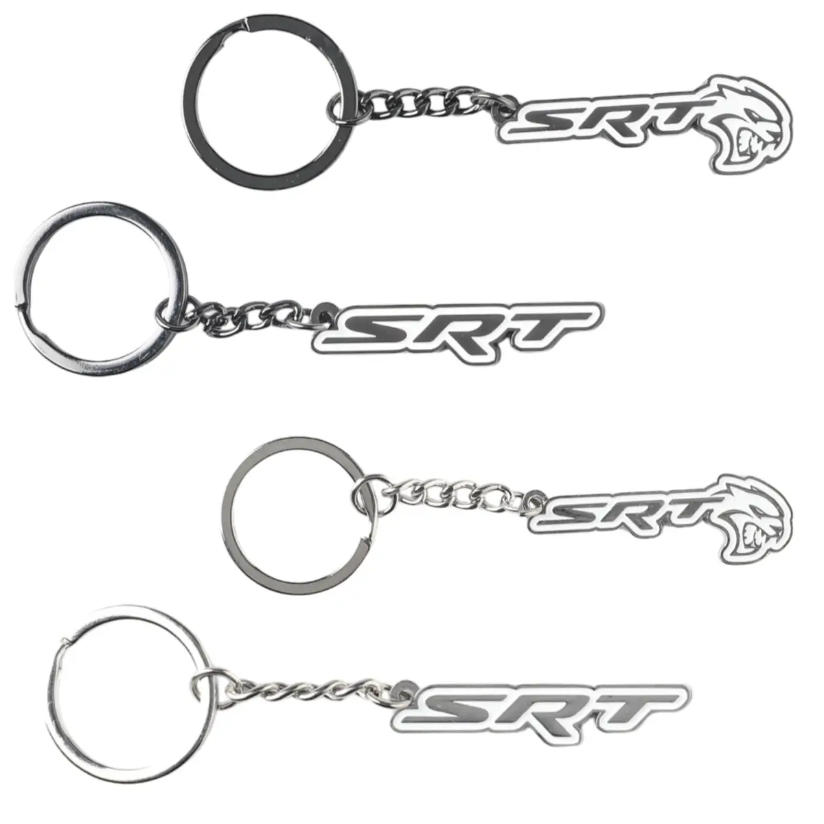 SRT & SRT Hellcat Key Chain - Black/White Metal Finish with White Outline - Perfect Key Fob Accessory - Accessories