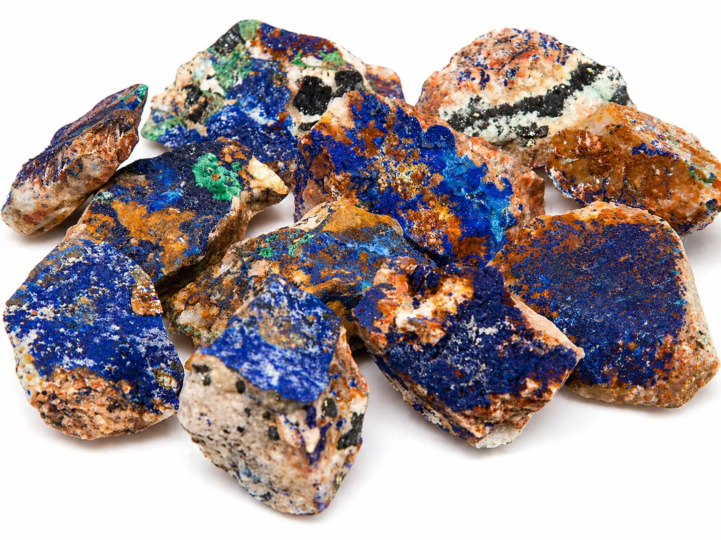 Azurite with Malachite Natural Crystal Rough Stones | Blue & Green Mineral Specimens for Collection, Display & Decor (1lb)