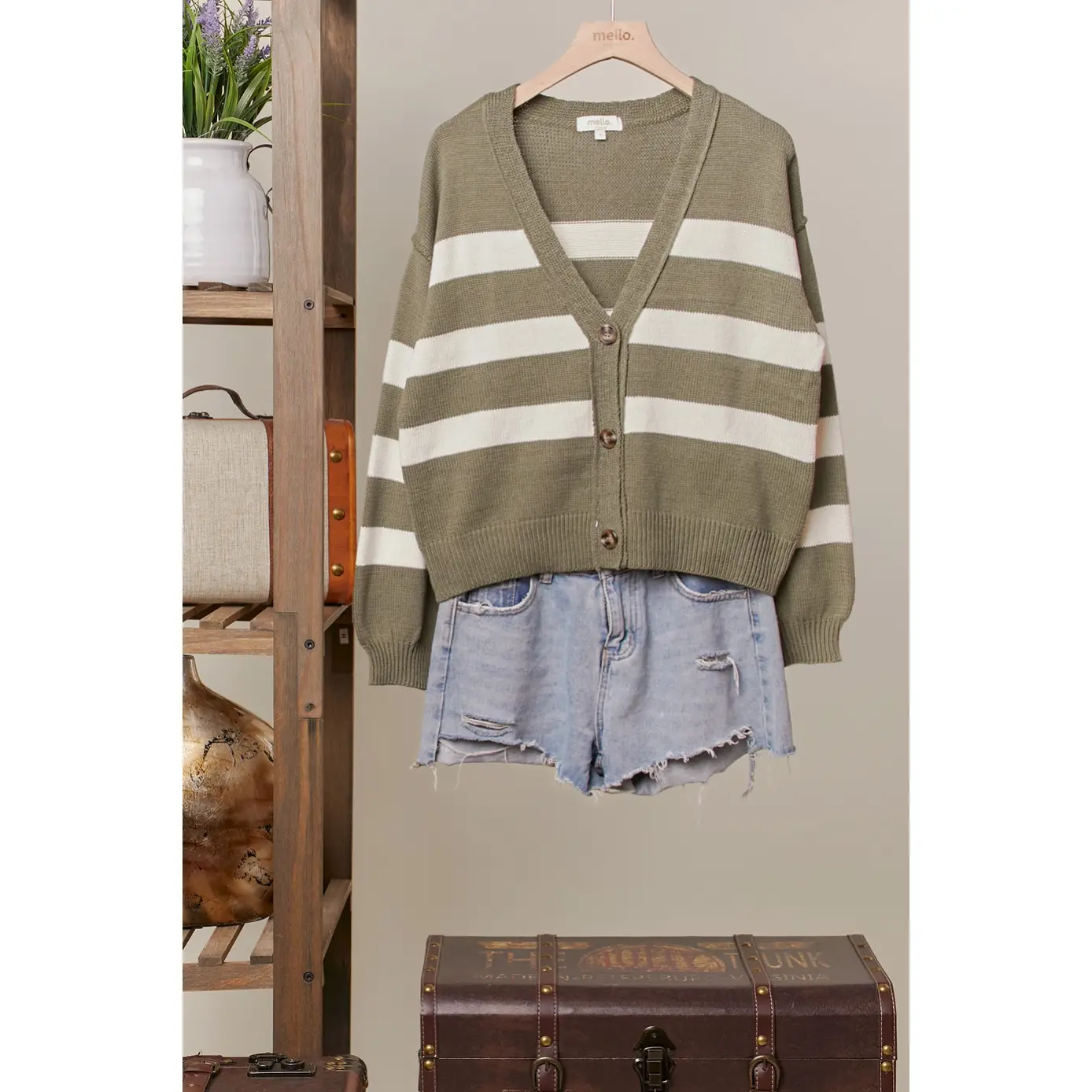 Olive Grove Striped Cardigan