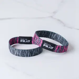 Tap To Pray® Wristband – Tree Bark Camo Pink & Grey
