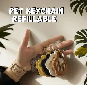 Pet Fur Storage Keychain Accessory, Cute Leather Paw Keychain Pet Hair Keepsake Keyring, Unique Memorial Collection Key chain, Pet Memorial Gifts for Bag Purse Paw Charm Key Holder