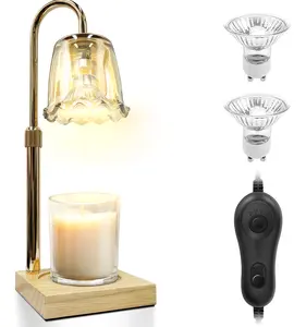 Flower Candle Warmer Lamp: Timable & Dimmable Wax Warmer Lamp for Jar Candles with 2 Bulbs, Housewarming Gifts Vintage Home Decor, Birthday & Christmas Gift for Lover & Mom, Bedroom Living Room Decoration Ornaments