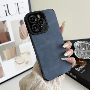 Luxury Matte Soft Leather Case For iPhone 16 Pro 15 14 Plus 13 Pro Max Shockproof Silicone Shell 12 11 Plus Back Cover