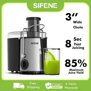 SiFENE 800W Centrifugal Juicer Machine with 3" Wide Feed Chute, Quick and Efficient Whole Fruit & Veggie Juicing, Easy to Clean, BPA-Free Stainless Steel, Electric Safety Lock