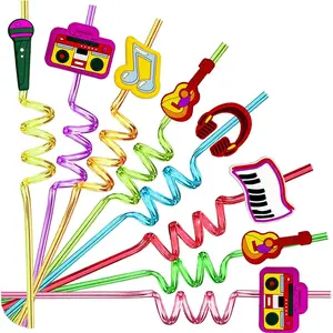 24 count  Crazy Shape Straws for Drink  Rock  Rock and Roll Birthday Party Supplies Party Favor Band 2 count Cleaning Brush 8 Colors Straws
