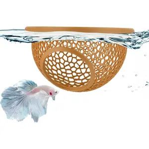 Floating Betta  & Shrimp Cave -  Printed Aquarium Hammock, Feeder & Rest Spot - Floating Betta Log & Cave Decor for Nano Tanks, Corydoras, Shrimp & Small Fish - Safe PLA,  Pending