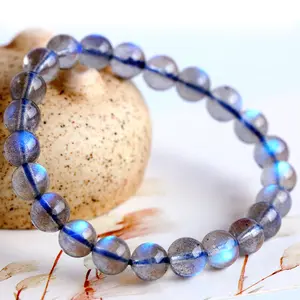 Natural Moonstone Beaded Bracelet 7mm Blue Sheen Crystal Gemstone Stretch Bracelet Boho Style Daily Wear Jewelry For Women