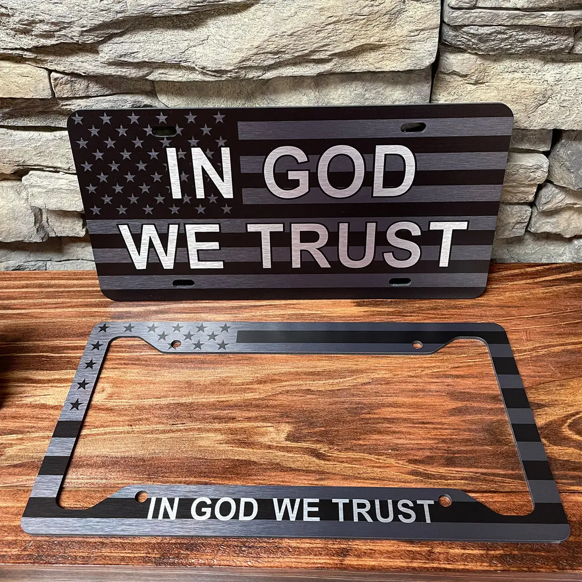 American Flag In God We Trust Tag and Frame Combo | Perfect for anyone who loves God and Country! | Made in the USA Decor Print