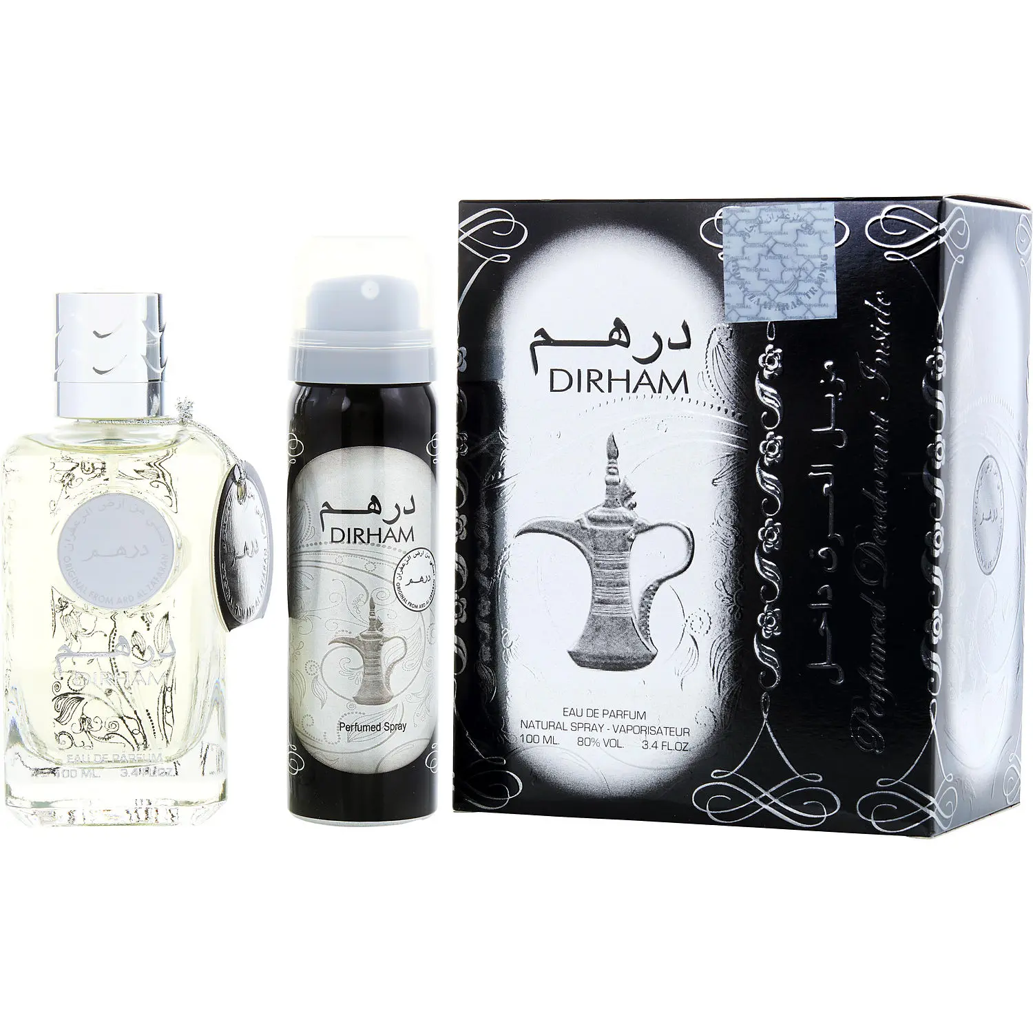 Ard Al Zaafaran Dirham Set-Eau De Parfum Spray 3.4 Oz & Deodorant Spray 1.7 Oz For Unisex