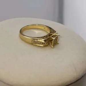 96 - Diamonds Ring Size 9 Elegant Gold Plated Band with Pave Set Stones for Women Bridal Engagement Ring Solitaire Engagement Rings