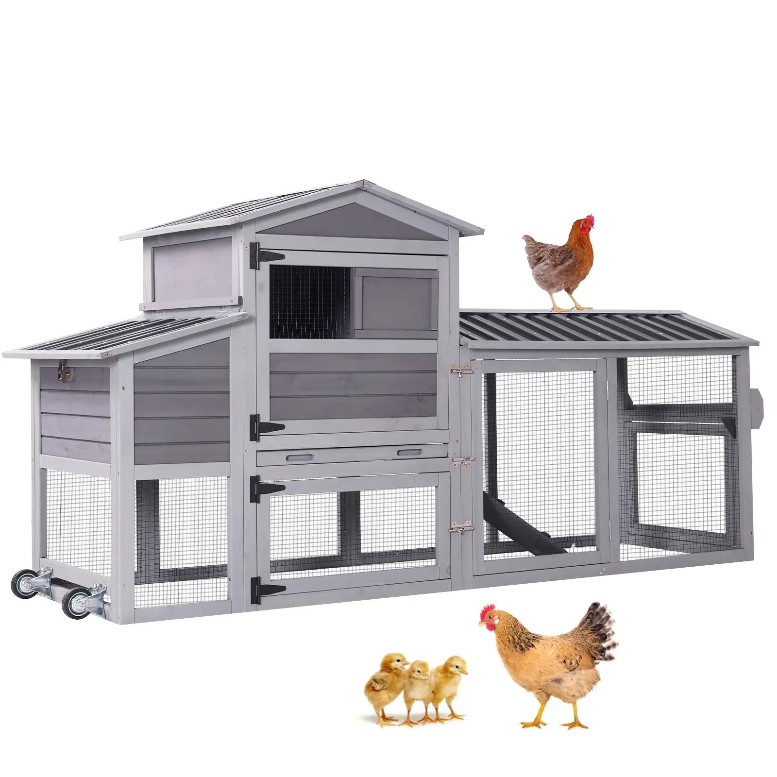 Aivituvin Mobile Chicken Tractor for 2-3 Chickens( Inner Space 18.47ft²)- AIR61
