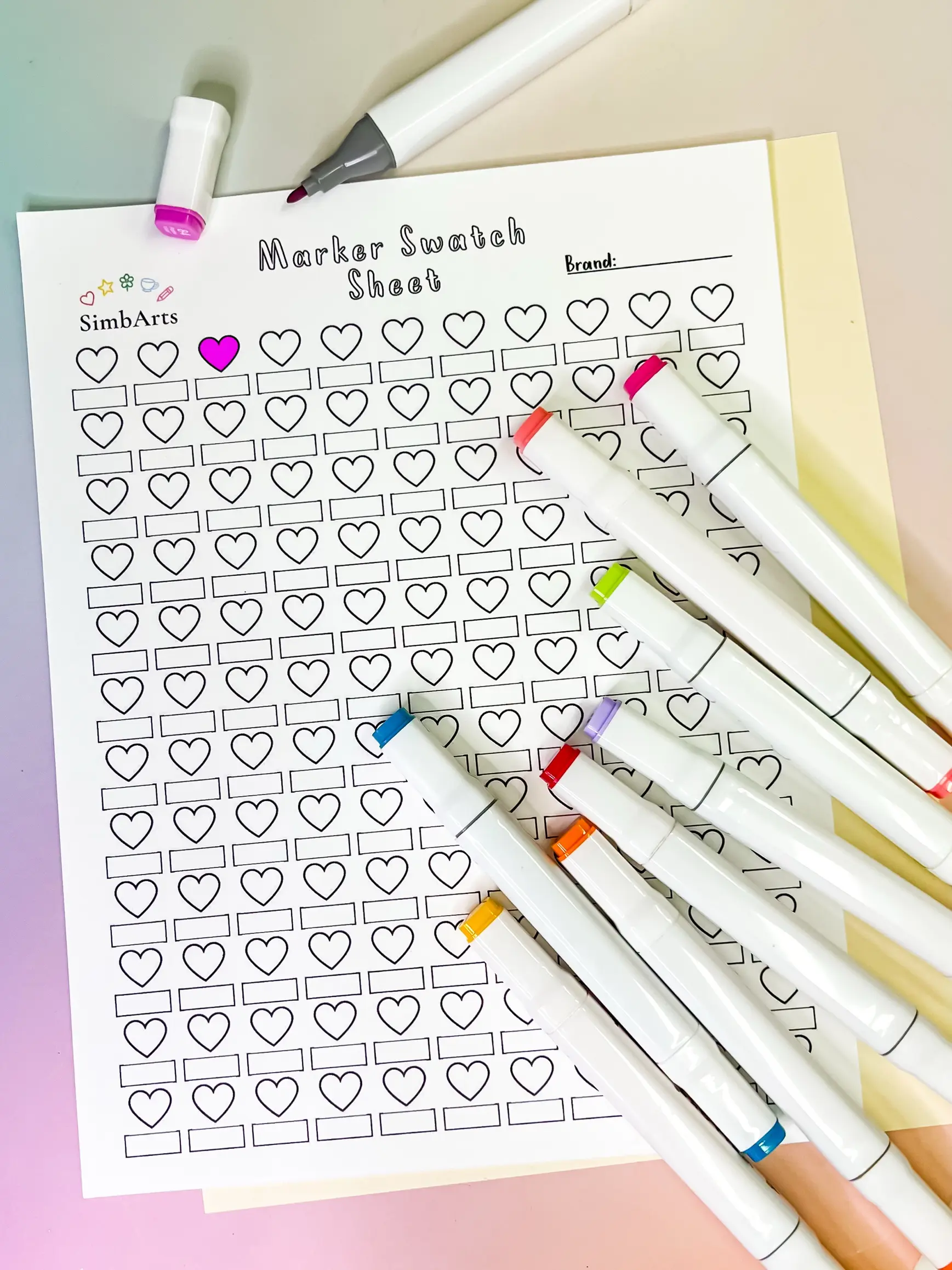 Marker Swatch Sheet – Single Design (Choose Your Printed Style) | SimbArts