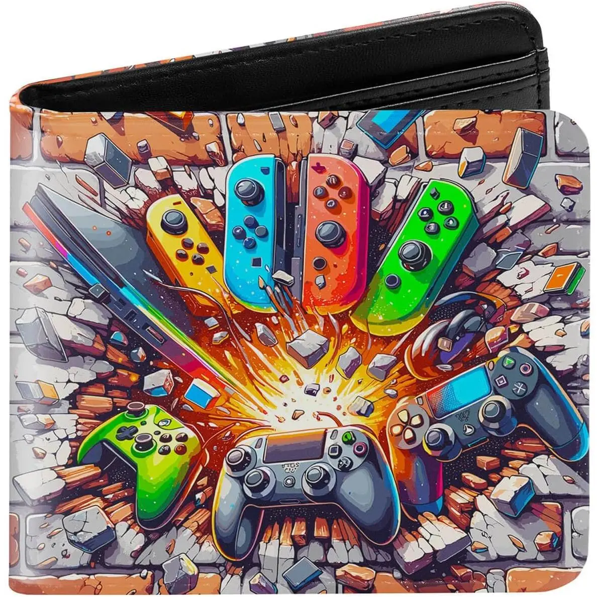 X-KWL14  Kids Wallet for Boys, Boys Wallet for Kids Ages 4-5-6-7-8-9-10-11-12-13-14-15-16, Leather Wallet for Teen Boy, Christmas Birthday Gift Stocking Stuffer for Video Game Gaming Gamer Teenage Teenager