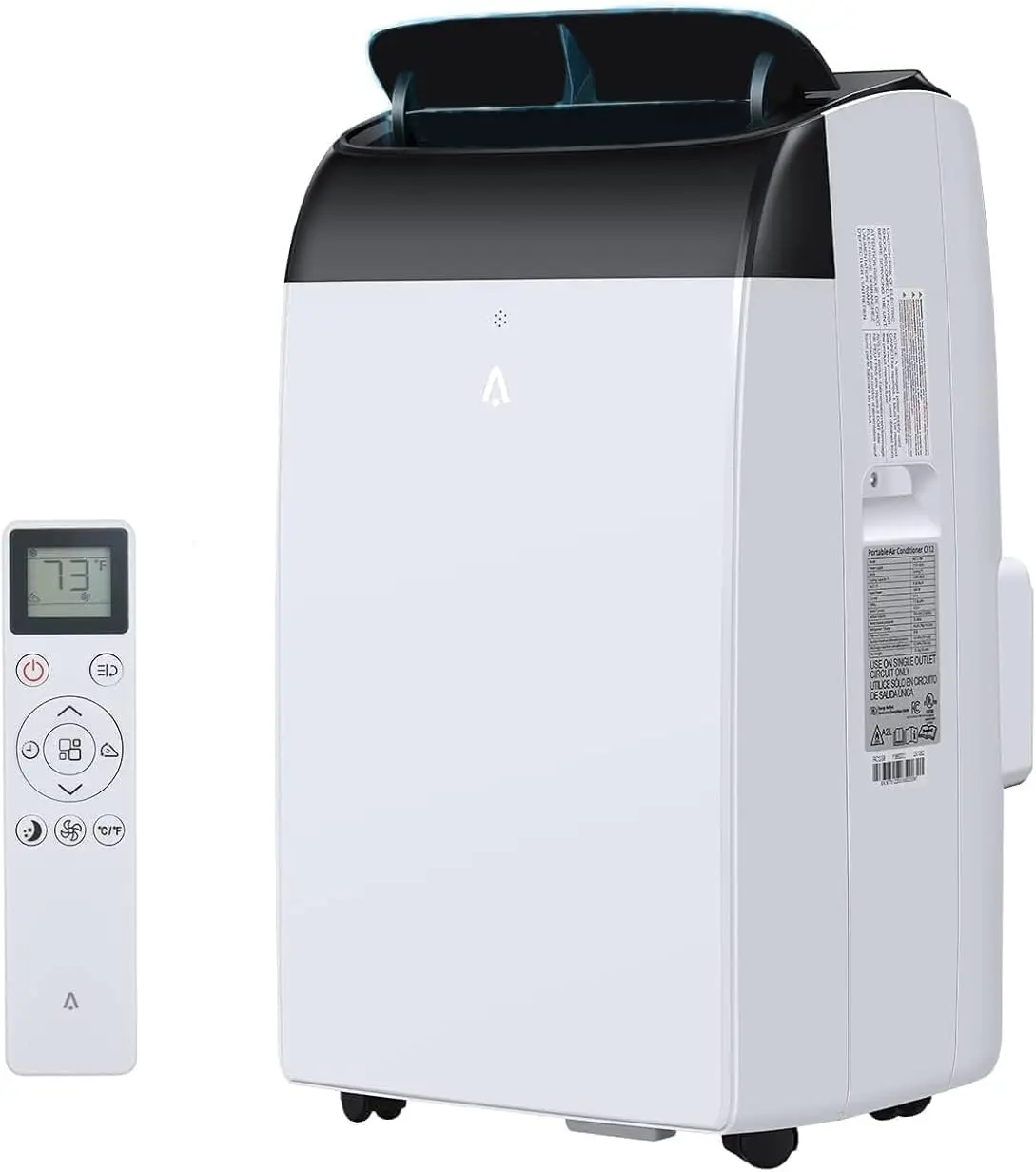 12000 BTU Portable Air Conditioner with Cooling Mode, 12K Black Top Unit, Remote Control, Dehumidifier and Fan Functions for Rooms Up to 550 Sq Ft