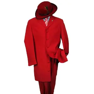 Mens 2PC Classic Long Fashion Zoot Suit in Red