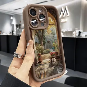 Case for iPhone 16 Pro Max 15 Plus 14 13 12 11 XS XR Art Cozy Courtyard Anti-Scratch Shockproof Soft Silicone Protective Cover Protector Screen Protector