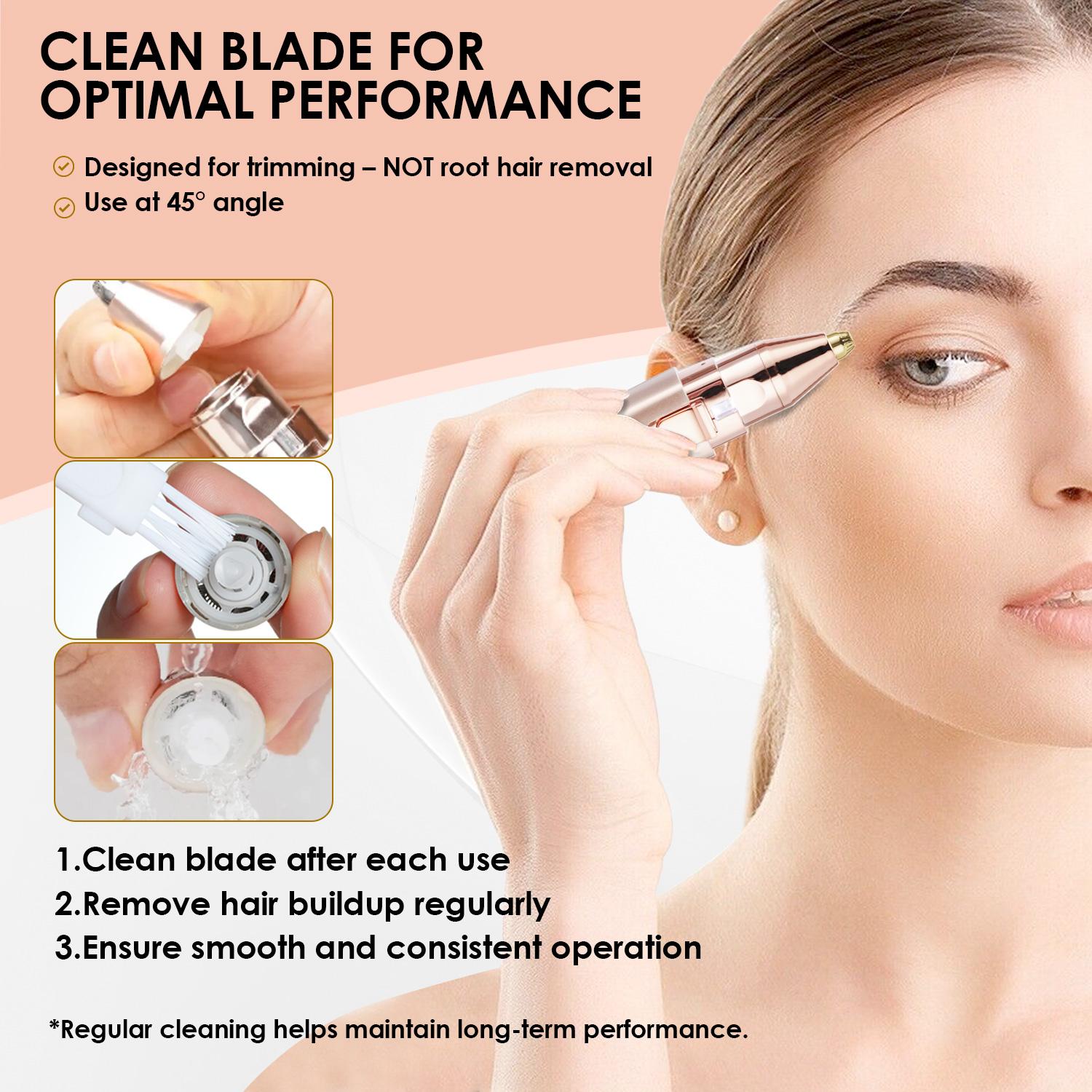 Eyebrow Facial Trimmer: 2 in1 Rechargeable Facial Hair Removal and Eyebrow Electric Shaver - Face Lips Body Painless Facial Razor Daily Comfort