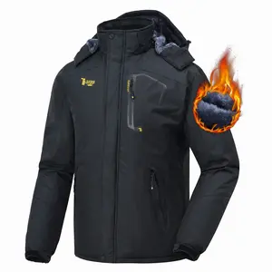 TBMPOY Men's Water Resistant Skiing Windbreaker Hooded Jacket Warm Fleece Coat