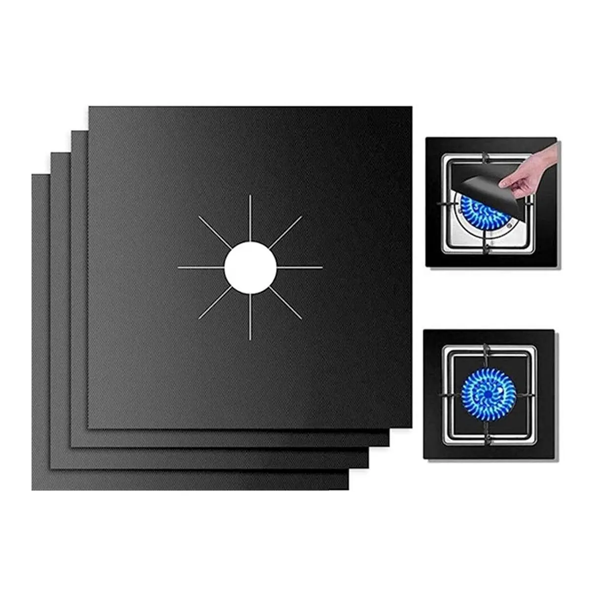4 pcs/set, 27cm*27cm stove protection pad, stove top anti-fouling pad, gas stove protection pad cleaning pad, stove range protector, reusable, non-stick, quick cleaning of kitchen/cooking linings, Kitchen Liners, Cooking Mat, Kitchenware, Home