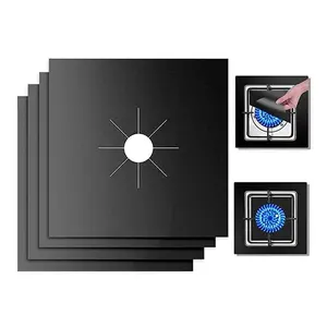 4 pcs/set, 27cm*27cm stove protection pad, stove top anti-fouling pad, gas stove protection pad cleaning pad, stove range protector, reusable, non-stick, quick cleaning of kitchen/cooking linings, Kitchen Liners