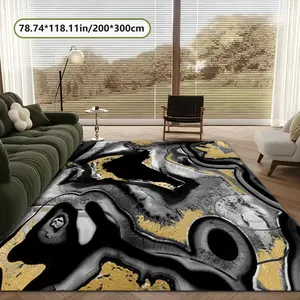 Velvet Super Soft Comfortable  Agate Pattern Abstract Rugs Gold Foil Art 2D Printing Rug Decorative Area Rug Fashion Home Decor, Commercial Decor Carpet, Living Room Rug, Sofa Cushion Bedroom Rug, Bedside Blanket Door Entrance Mat, Dining Table Carpet