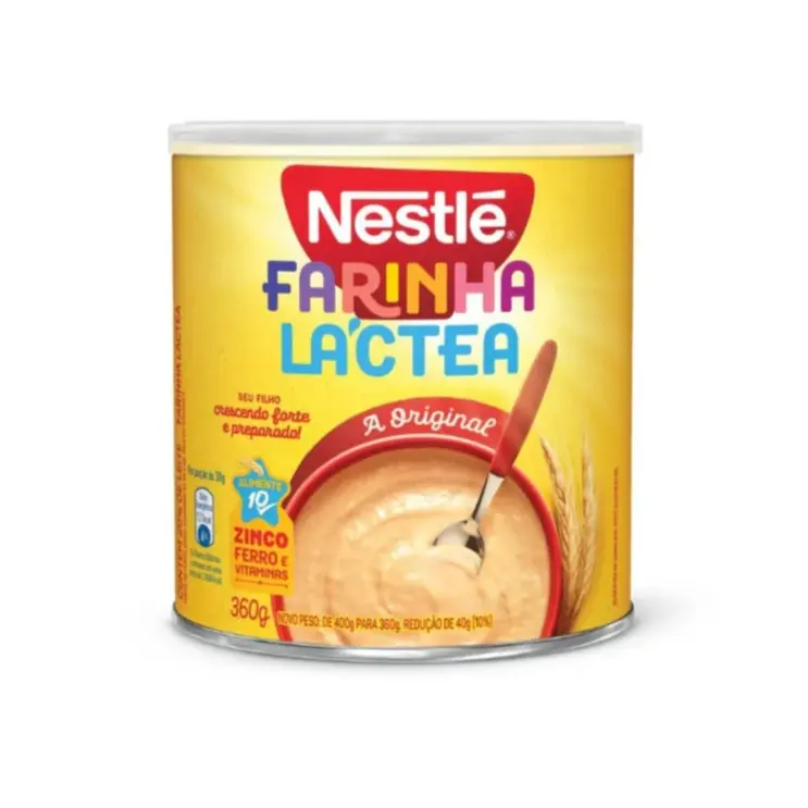 Nestle Farinha Lactea Lacteal Flour Breakfast Cereal - Original Flavor, Milk-Infused, Iron & Zinc-Rich, Vitamin-Packed, Low-Sugar Food Powder, 360g