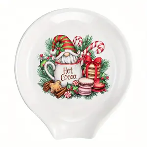 Christmas Coffee Spoon Rest Ceramic Spoon Holder Cafe Bar Accessories Snowman Nativity Scene Teaspoon Quote Ceramic Spoon Holder Rests for Station Decor Stove Top Countertop Kitchen Accessories Christmas Thanksgiving Gift for Coffee Lovers