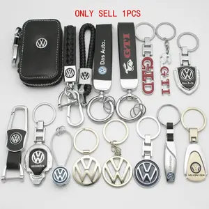 1PCS Volkswagen Keychain Key Ring & Key Case GTI Style Leather Metal Key Chain For VW Golf Polo Passat Tiguan Lavida Bora Auto Accessories Gift