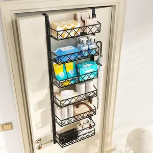 6-Tier Over The Door Organizer, 6-Tier Adjustable Height Pantry Organizer Spice Rack, Metal Hanging Shelves Mesh Baskets for Kitchen Utensils Seasoning Storage