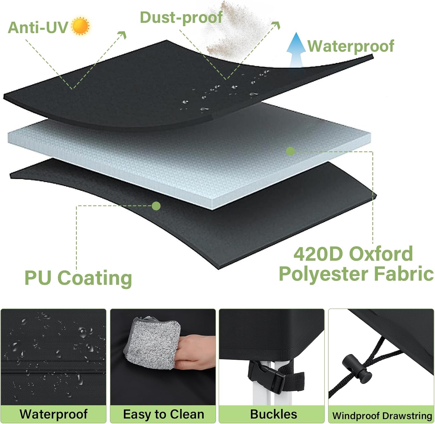 Pool Table Cover, Billiard Table Covers with Handles Buckles Drawstring Indoor Outdoor Pool Table Cover Waterproof for 7/8/9 FT Pool Table Snooker