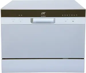 SPT SD-2224DS ENERGY STAR Compact Countertop Dishwasher with Delay Start - Portable Dishwasher with Stainless Steel Interior and 6 Place Settings Rack Silverware Basket, Silver