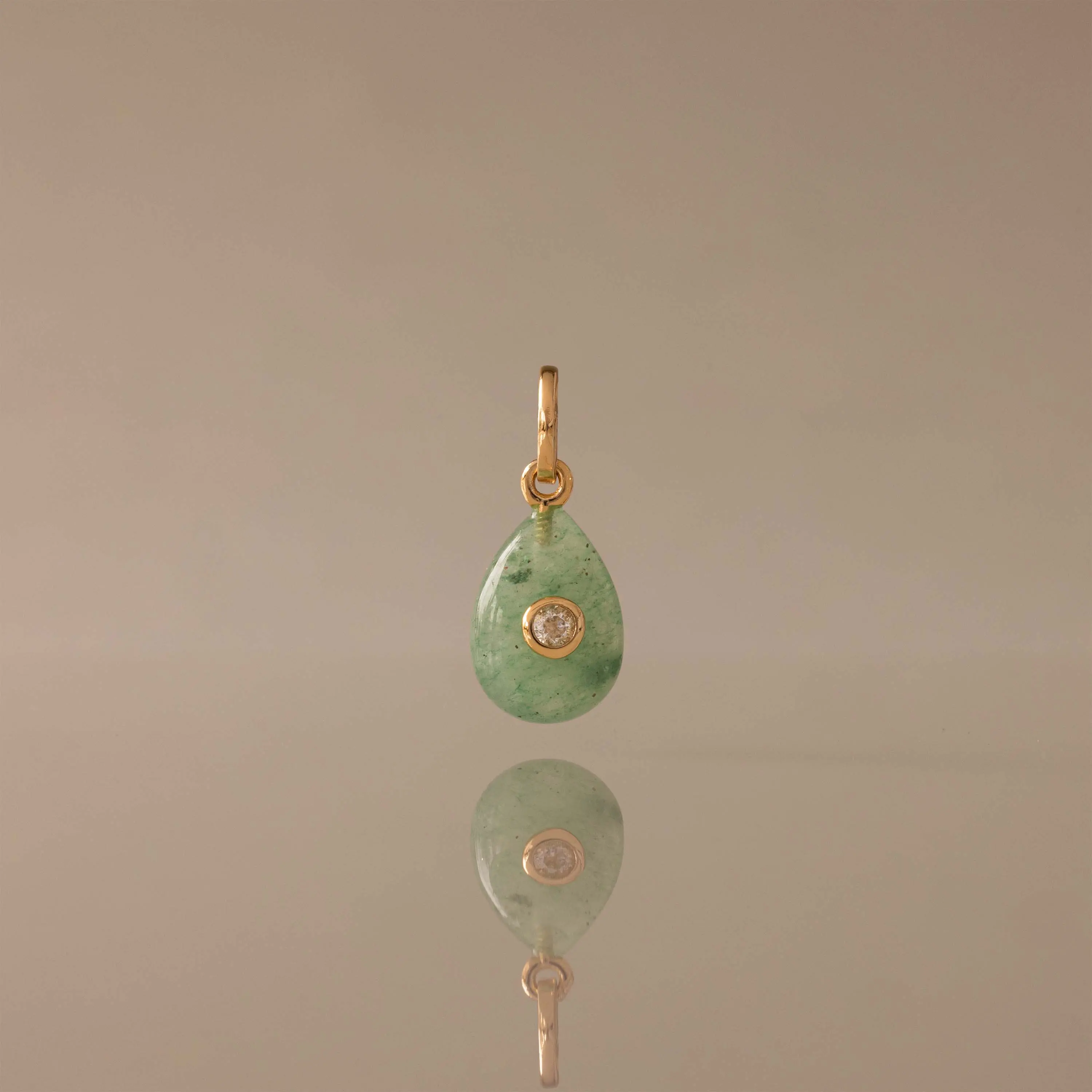 Jade Diamond Drop Charm by Caitlyn Minimalist - Jade Gemstone Teardrop Pendant - Green Crystal Charm for Necklaces & Bracelets - Charm Jewelry - Gift for Her