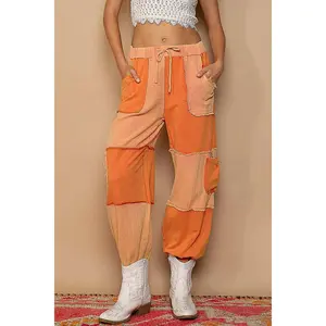 POL Drawstring Pocketed Contrast Jogger Pants