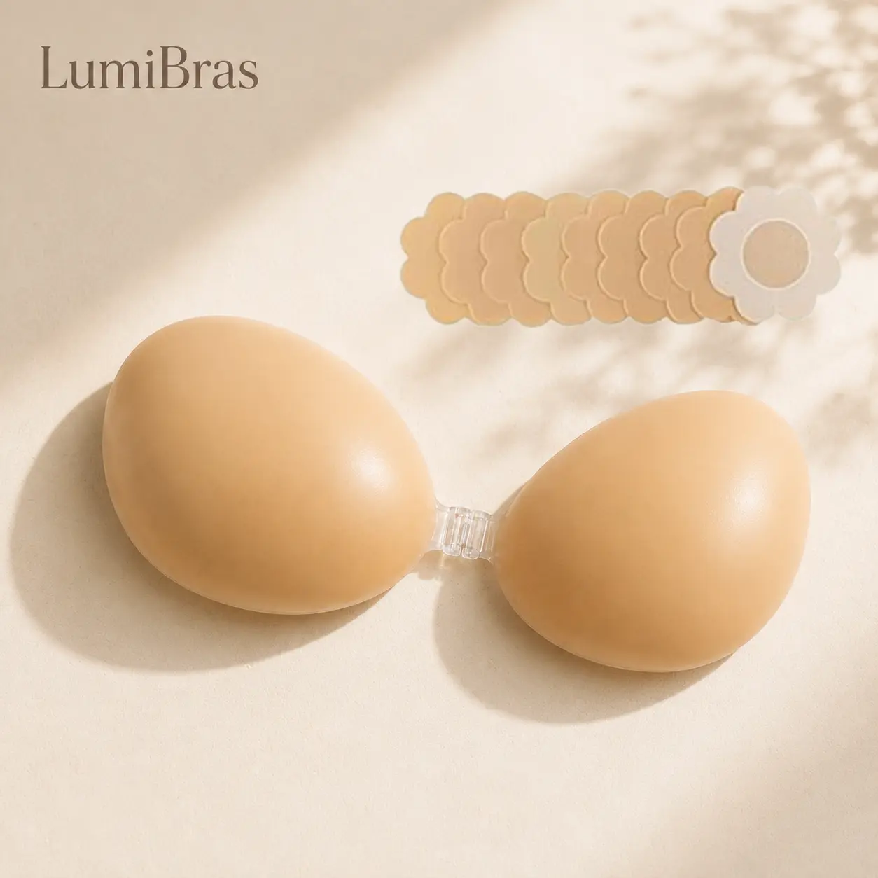 3-Pack Front Clip Push Up Silicone Sticky Bra, Self Adhesive Strapless Backless Invisible Bra, Anti Slip All Day Comfort Reusable Bra for Wedding Dresses & Evening Outfits, A-D Cup Natural Bust Lift